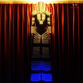 Full color stilts walke led disfraz de robot costume with helmet
